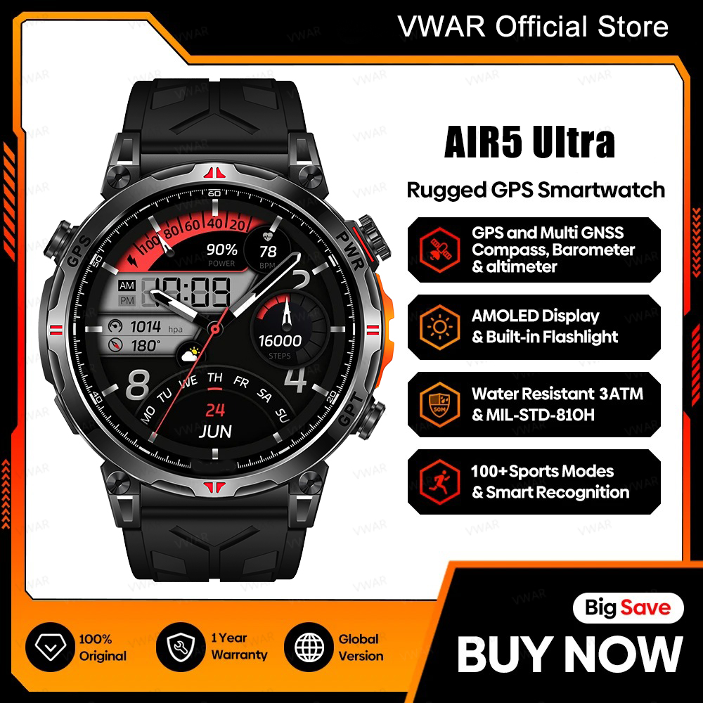 VWAR Air5 Ultra GPS Smartwatch - đánh giá và giá Watch Vs Smartwatch